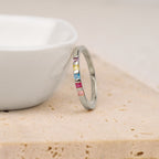 Princess-Cut Birthstone Band Ring
