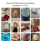 Colar Duplo Coração com Caixa Rotativa Rosa Eterna