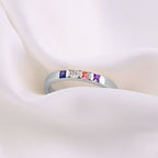 Princess-Cut Birthstone Band Ring