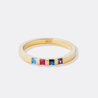 Princess-Cut Birthstone Band Ring