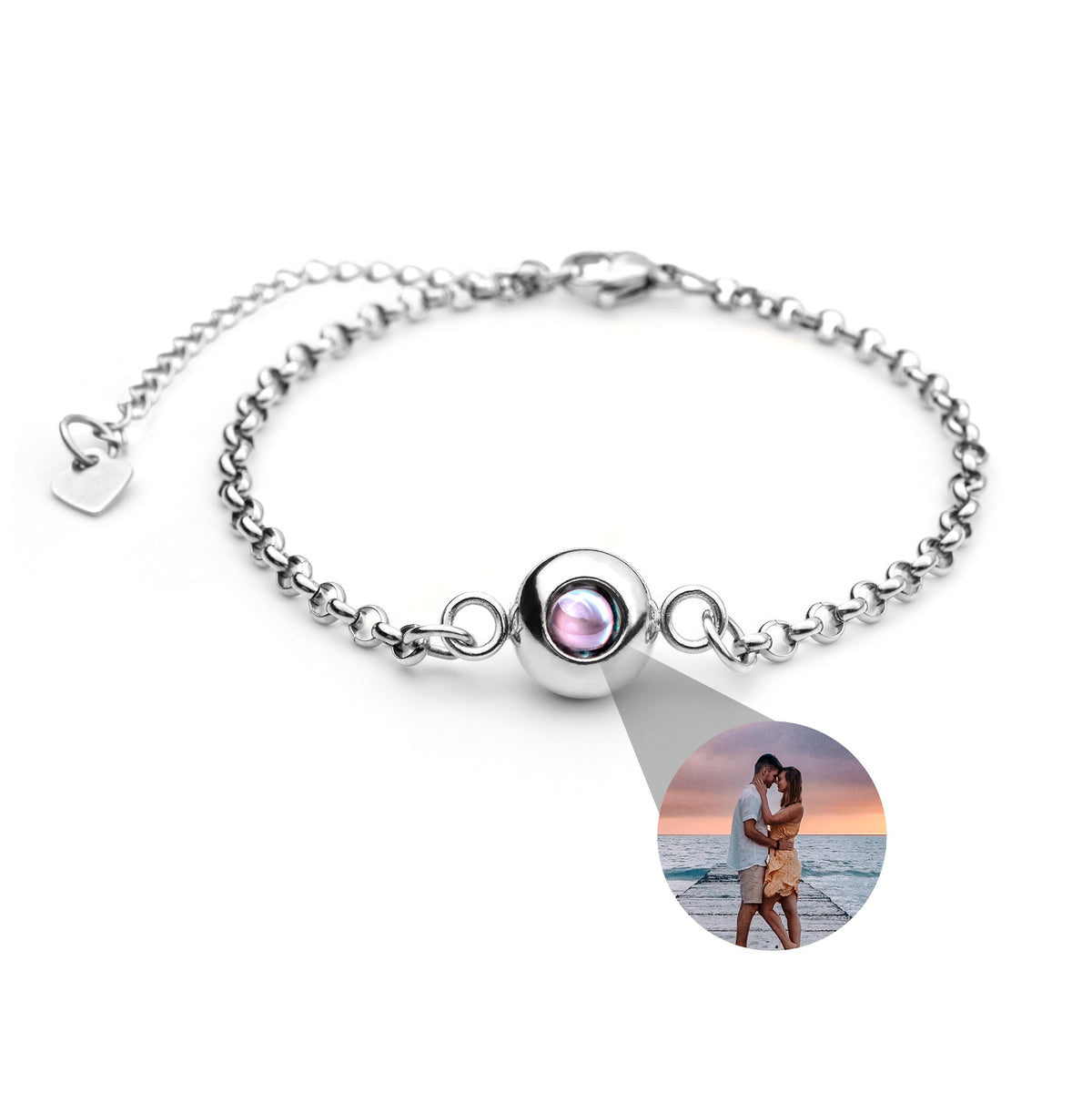 Pulseira Personalizada com Foto - Corrente Rolo