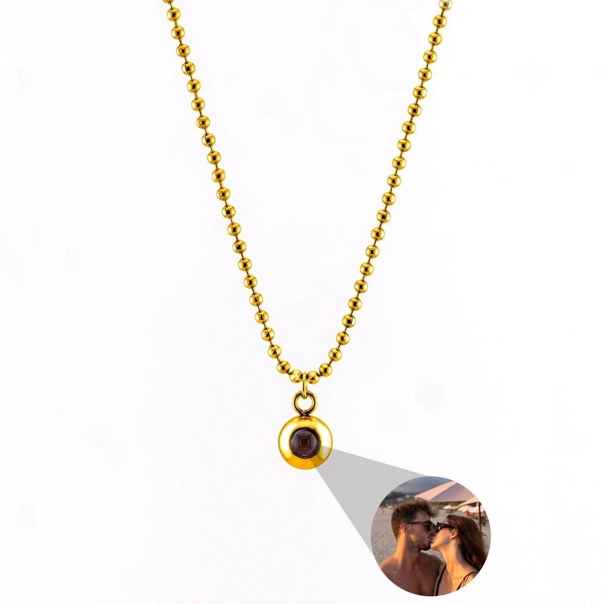 Colar Personalizado com Foto - Corrente de Bolinhas