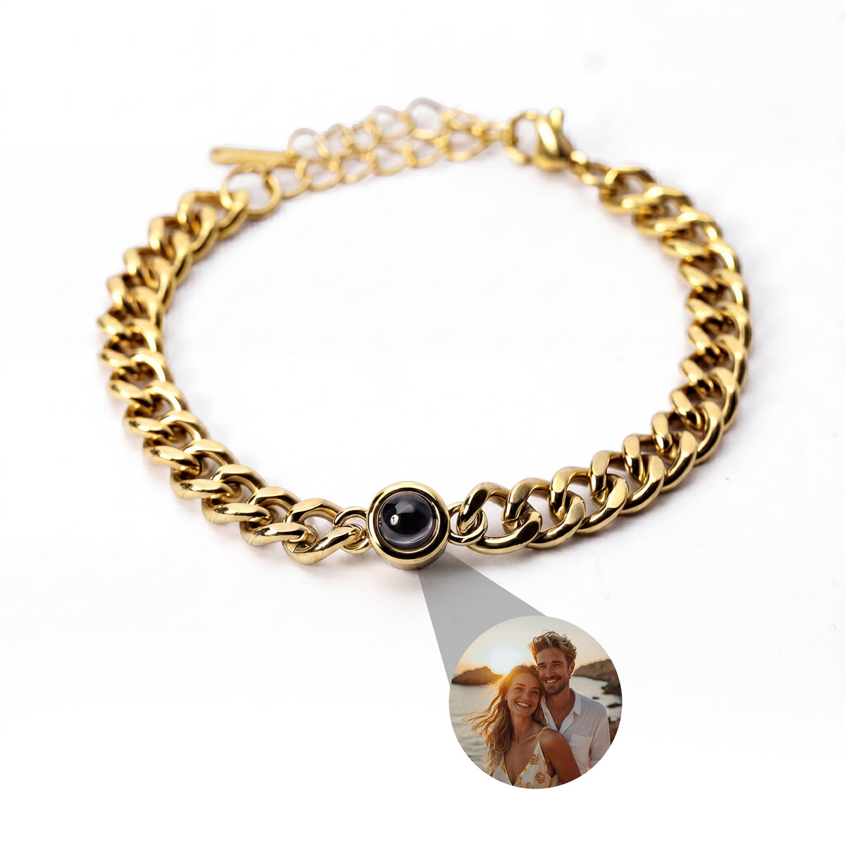 Pulseira Personalizada com Foto - Corrente Cuban