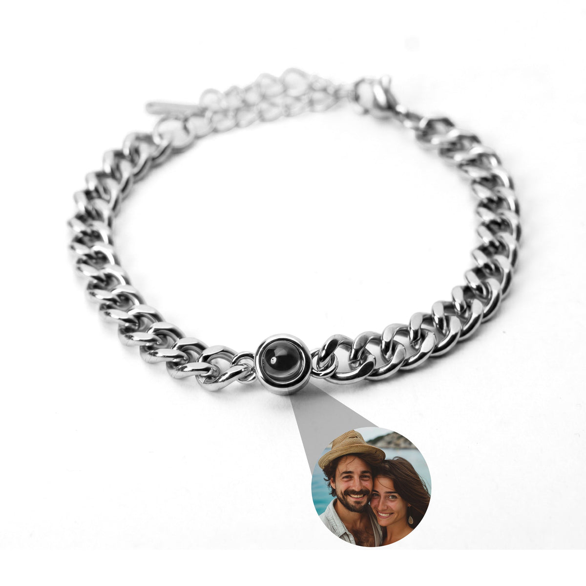 Pulseira Personalizada com Foto - Corrente Cuban