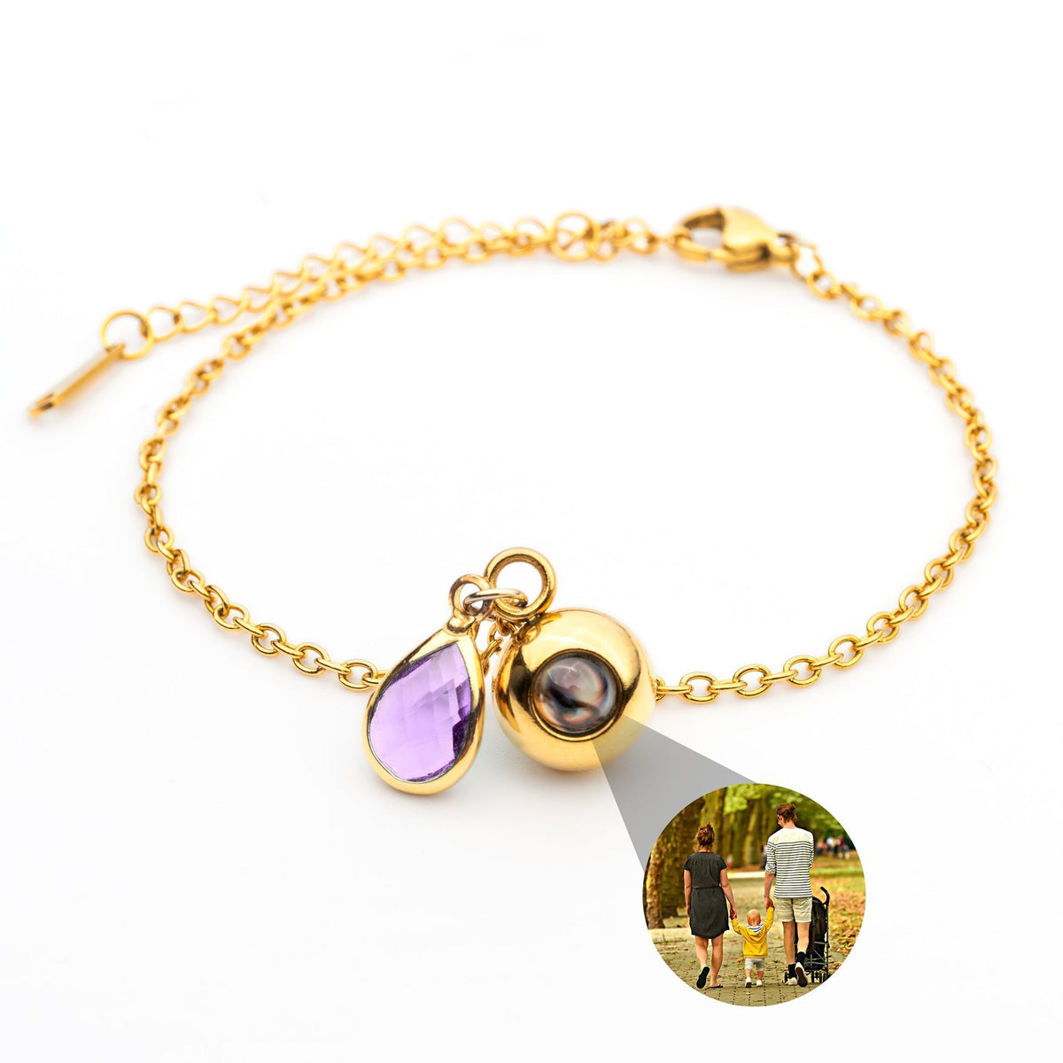 Pulseira Personalizada com Foto - Pedra de Nascimento