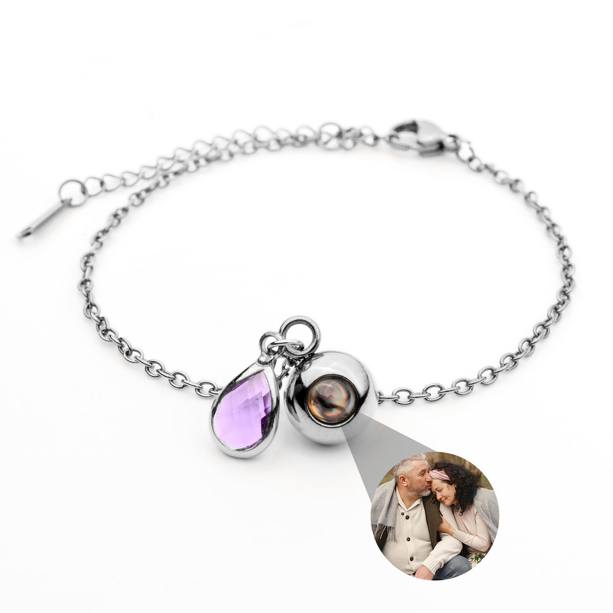 Pulseira Personalizada com Foto - Pedra de Nascimento