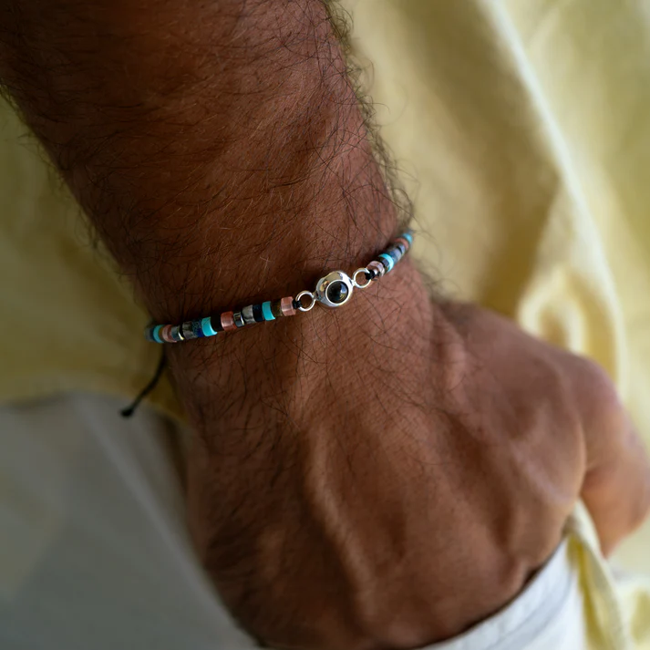 Pulseira Personalizada com Foto - Pedra Preciosa Heishi