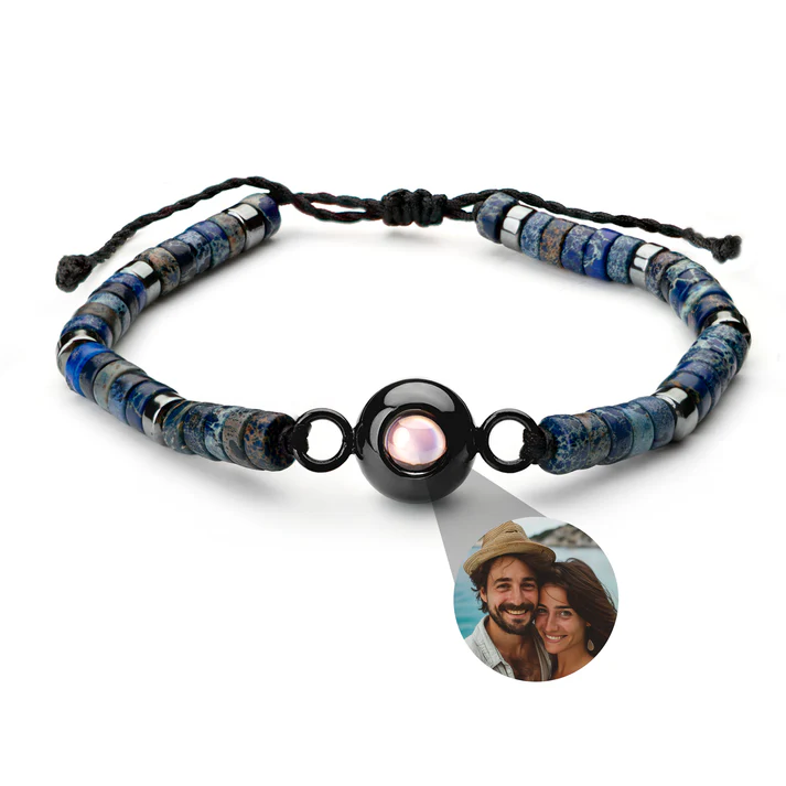 Pulseira Personalizada com Foto - Pedra Preciosa Heishi