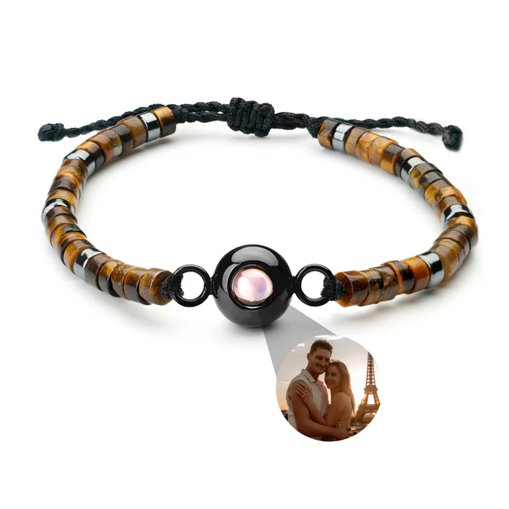 Pulseira Personalizada com Foto - Pedra Preciosa Heishi