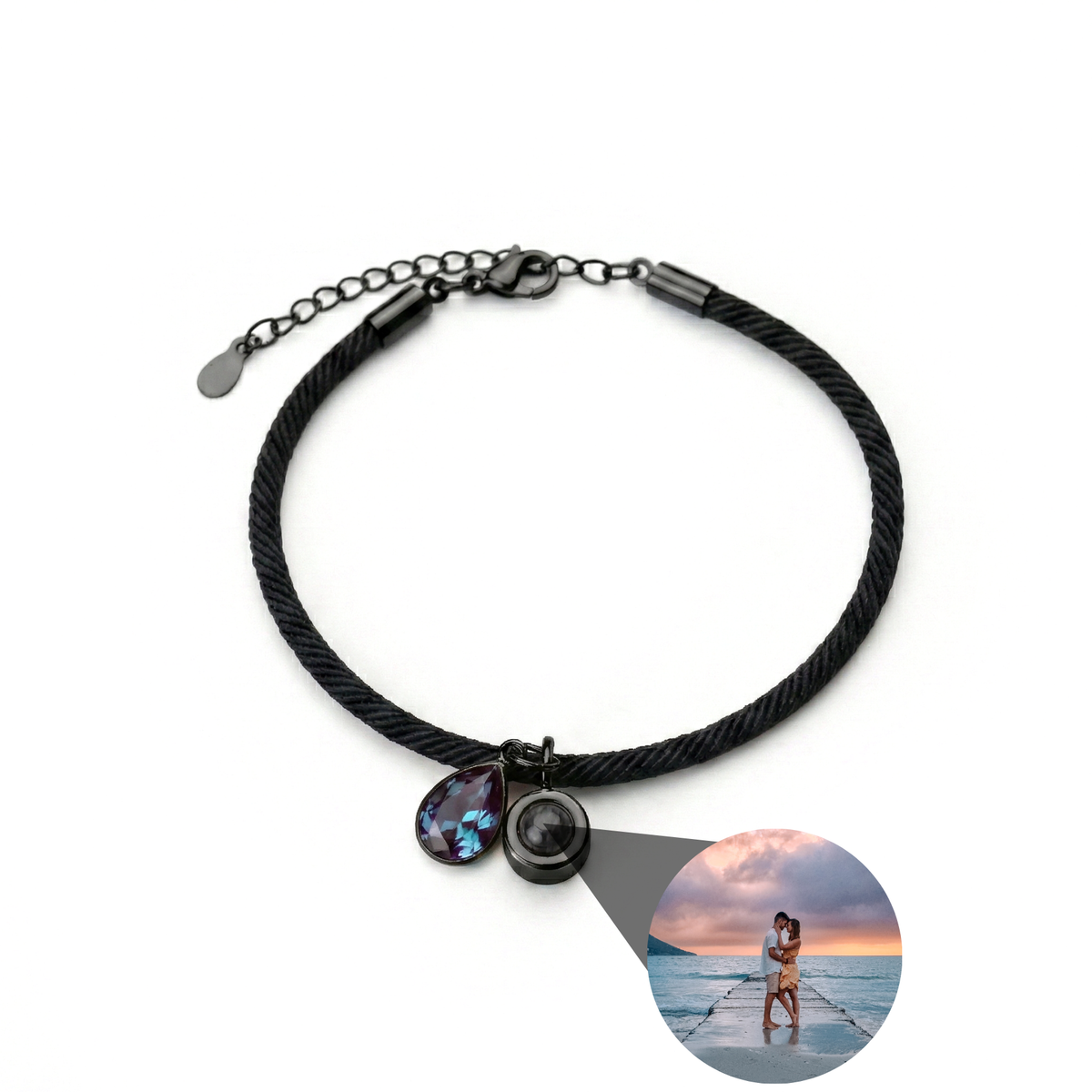 Pulseira com Foto Personalizada - Essence com Pedra de Nascimento