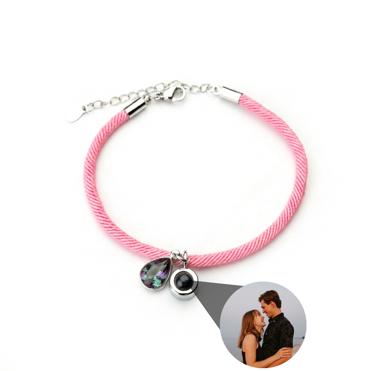 Pulseira com Foto Personalizada - Essence com Pedra de Nascimento
