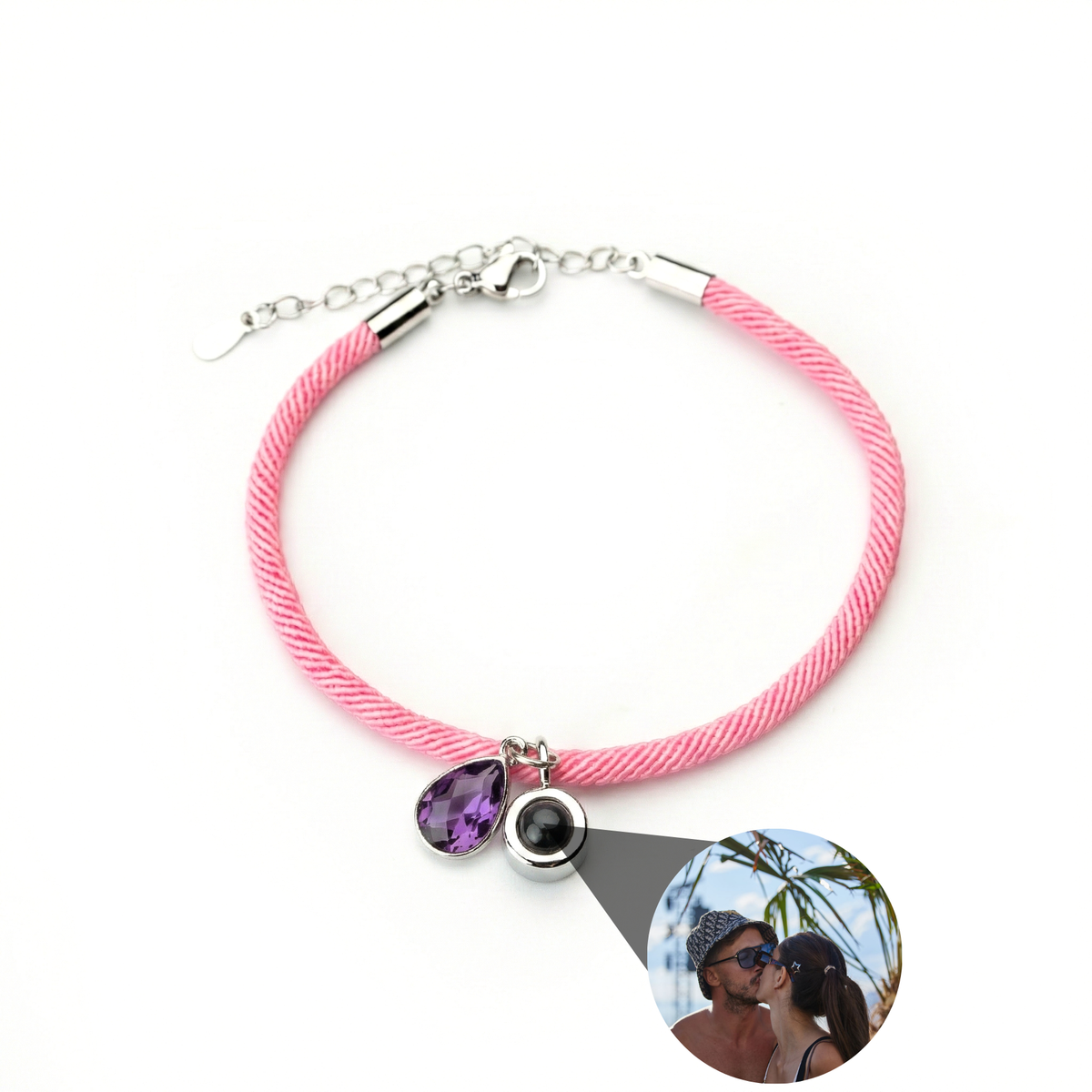 Pulseira com Foto Personalizada - Essence com Pedra de Nascimento