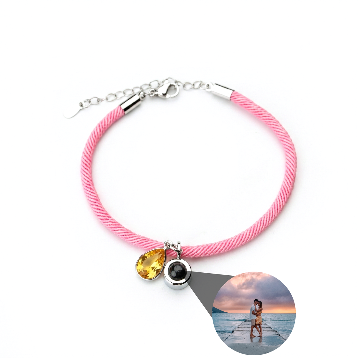Pulseira com Foto Personalizada - Essence com Pedra de Nascimento