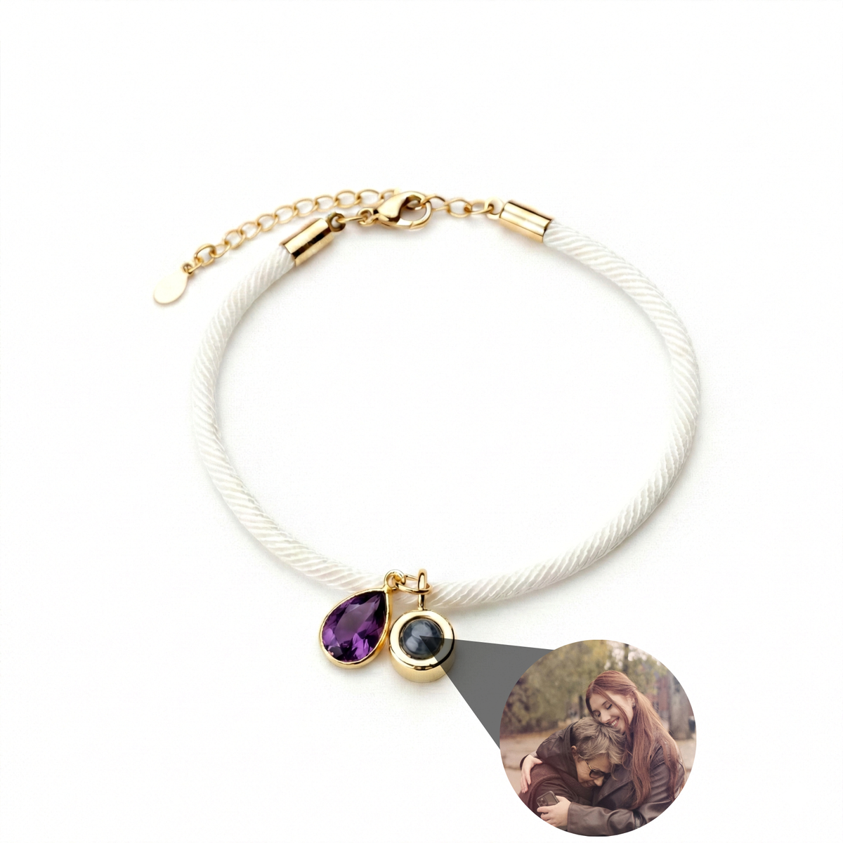 Pulseira com Foto Personalizada - Essence com Pedra de Nascimento