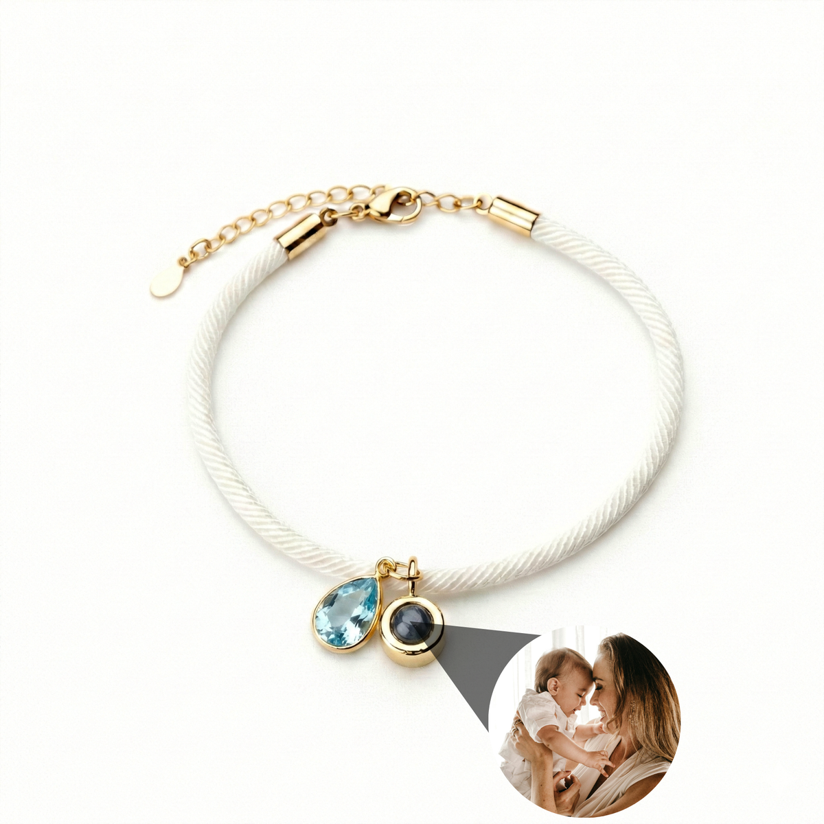 Pulseira com Foto Personalizada - Essence com Pedra de Nascimento