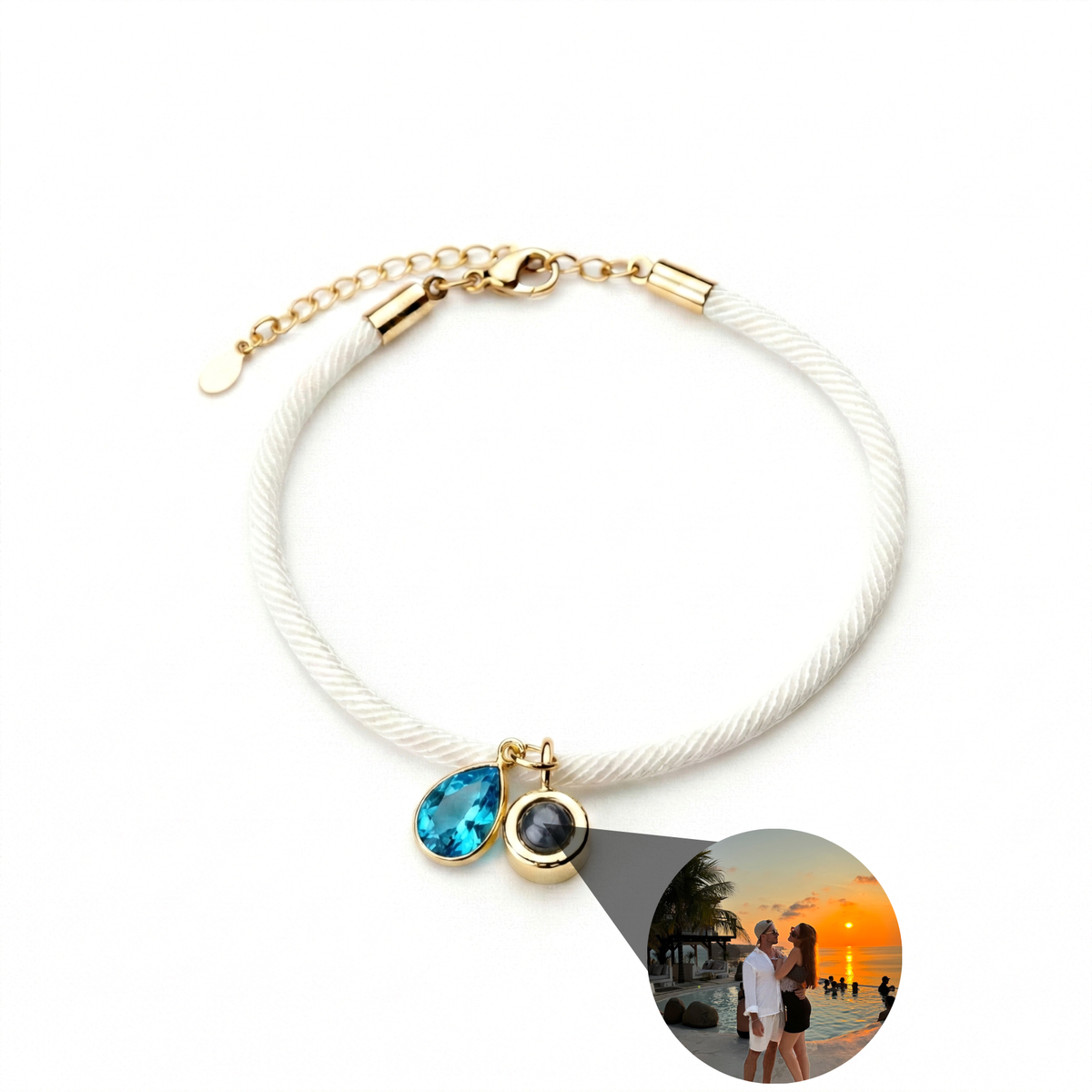 Pulseira com Foto Personalizada - Essence com Pedra de Nascimento