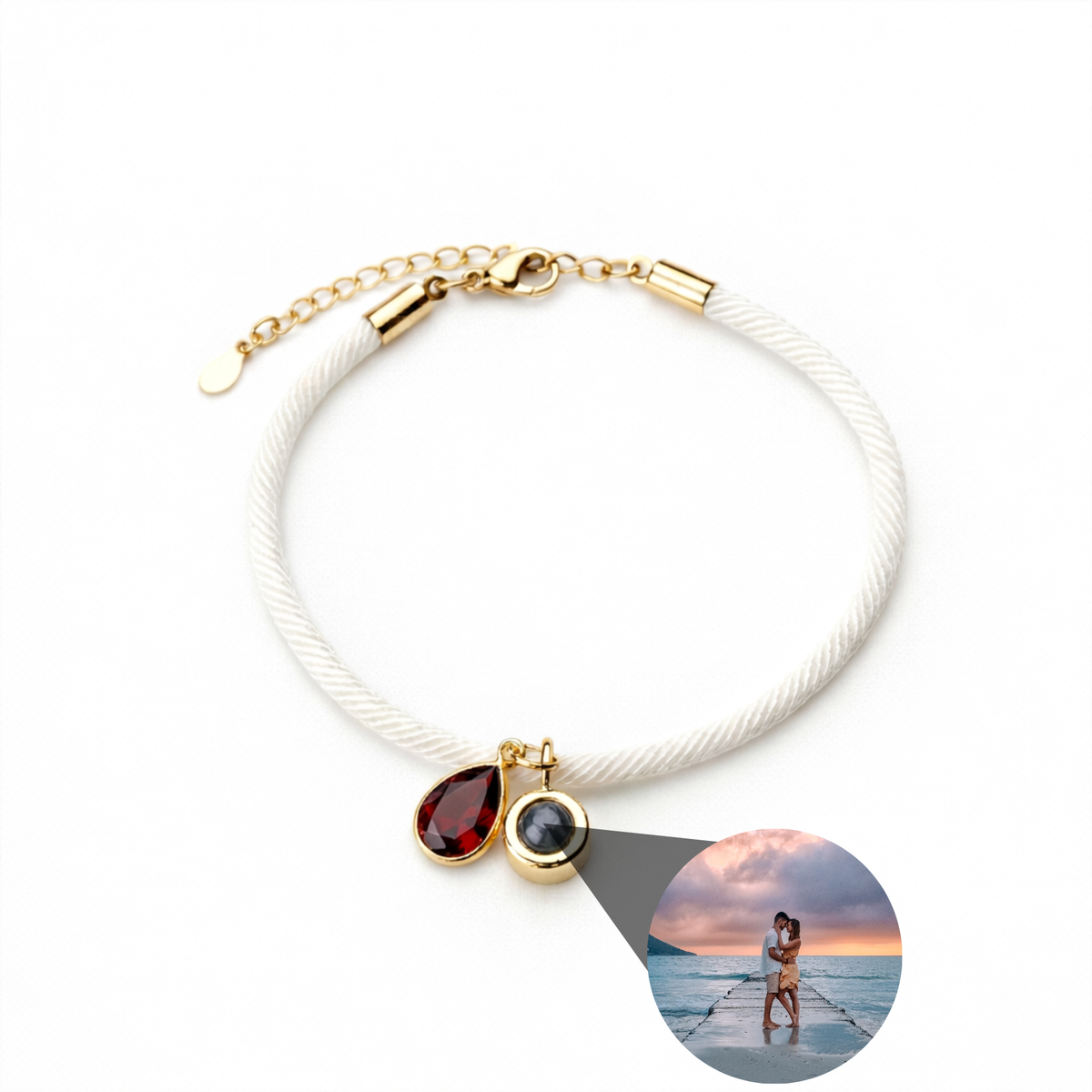 Pulseira com Foto Personalizada - Essence com Pedra de Nascimento