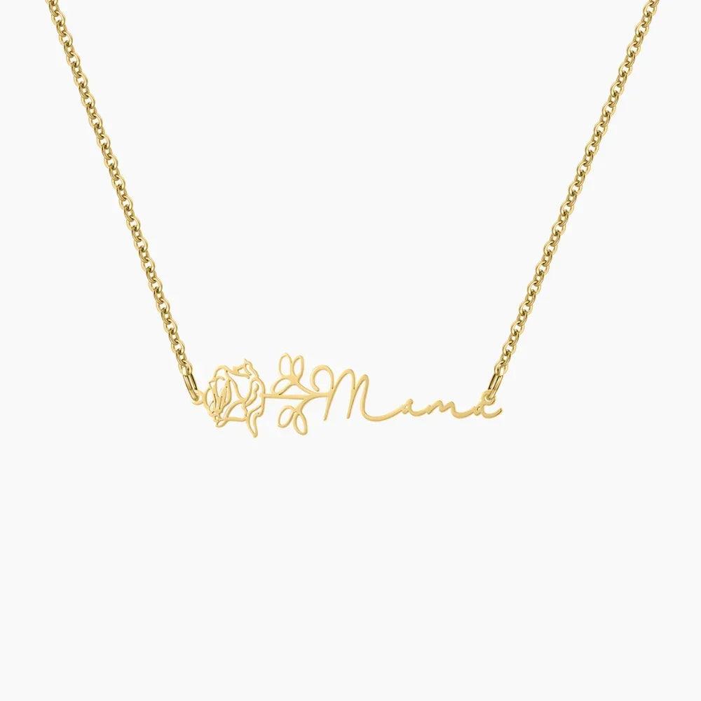 Colar Barra Personalizado com Flor do Mês - Wulgor