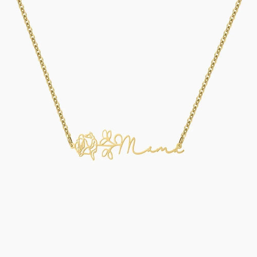 Colar Barra Personalizado com Flor do Mês - Wulgor