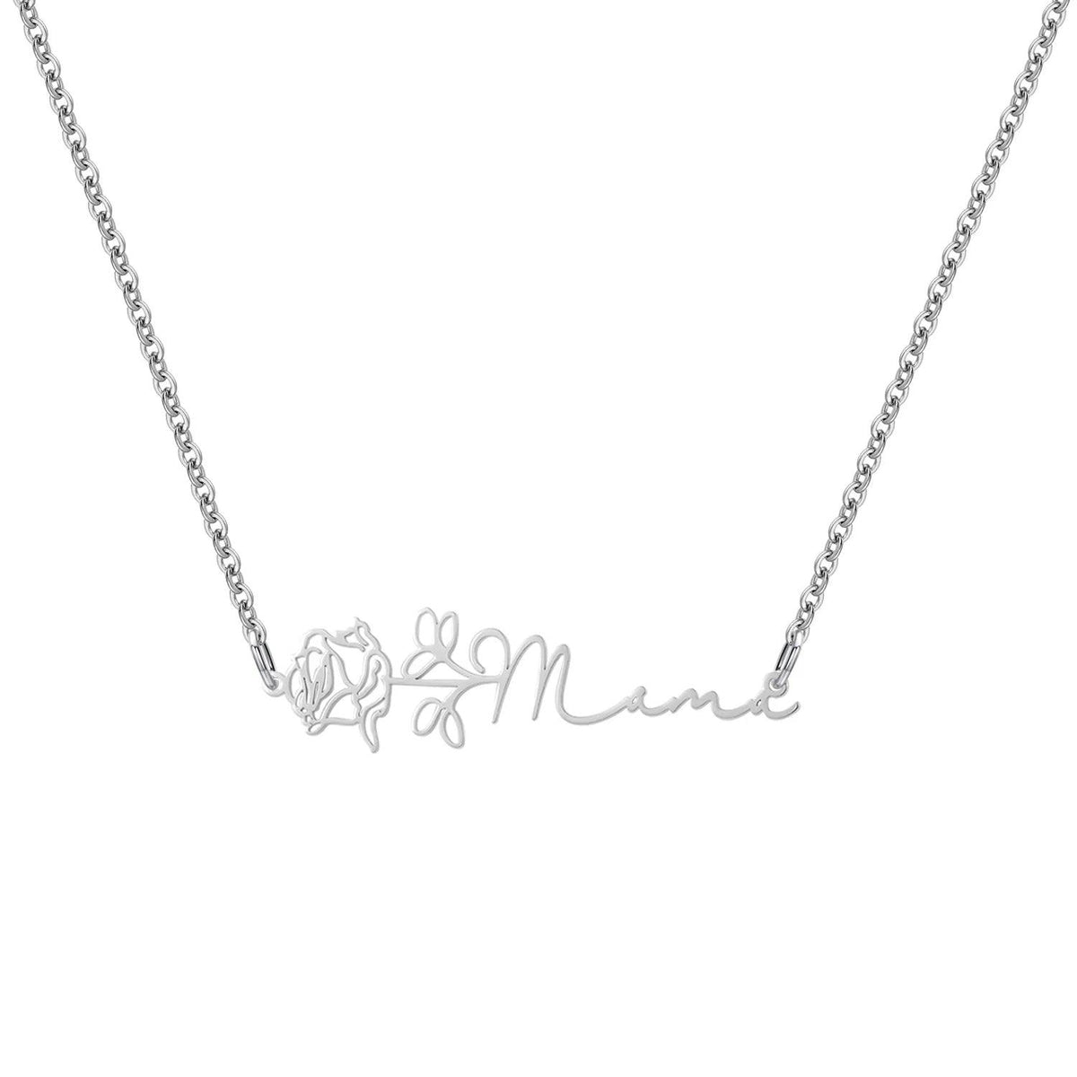 Colar Barra Personalizado com Flor do Mês - Wulgor