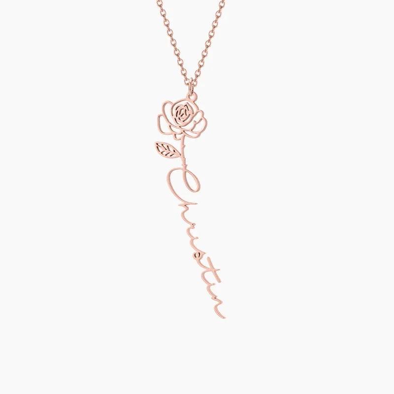 Colar Personalizado com Nome e Flor do Mês - Wulgor