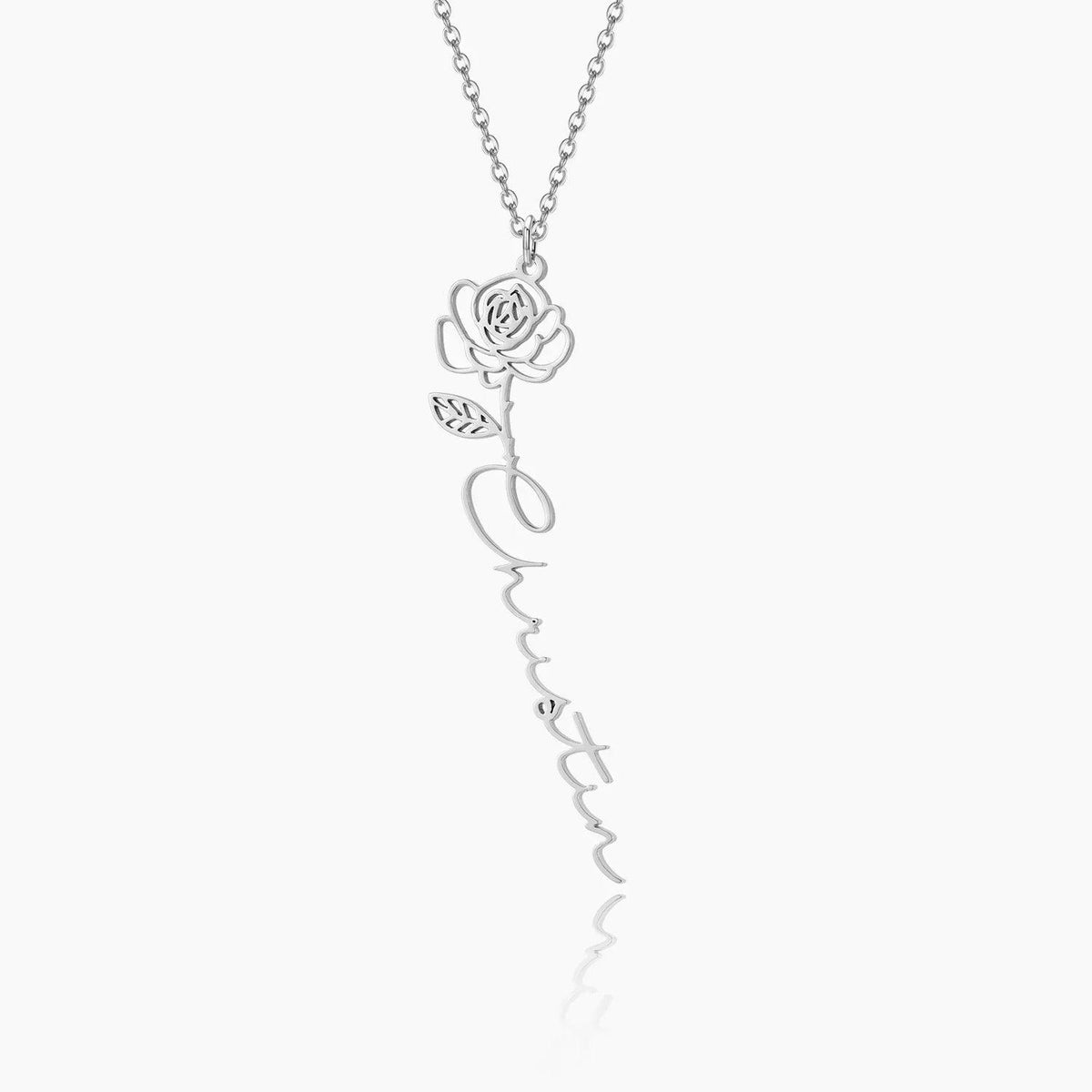 Colar Personalizado com Nome e Flor do Mês - Wulgor