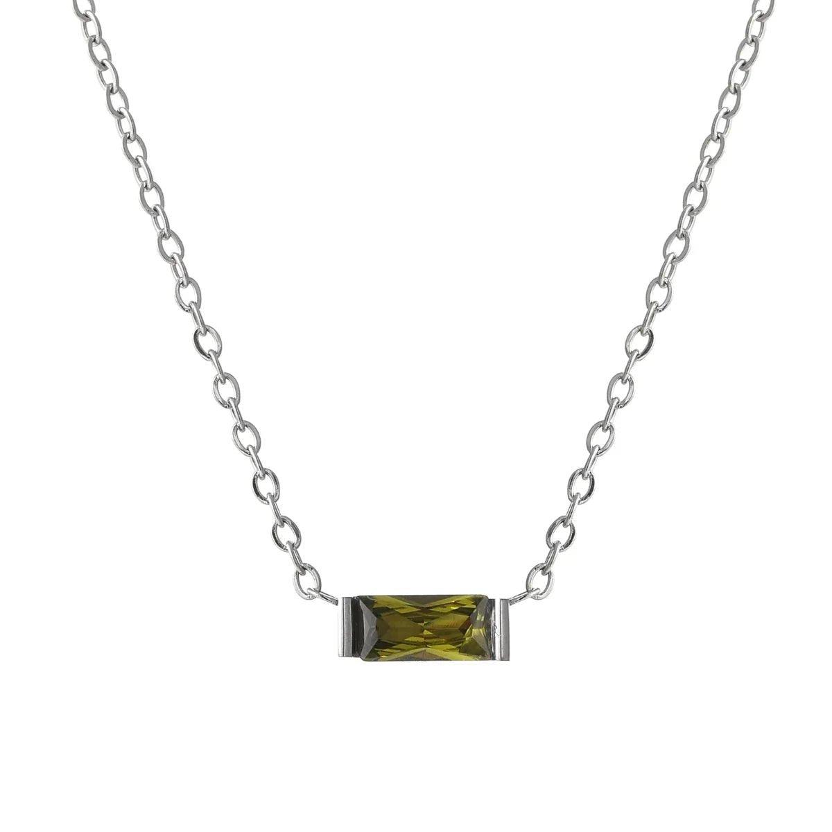 Colar de cristal com pedra de nascimento da marca Wulgor, com pingente brilhante e delicado, destaque para o cristal colorido.