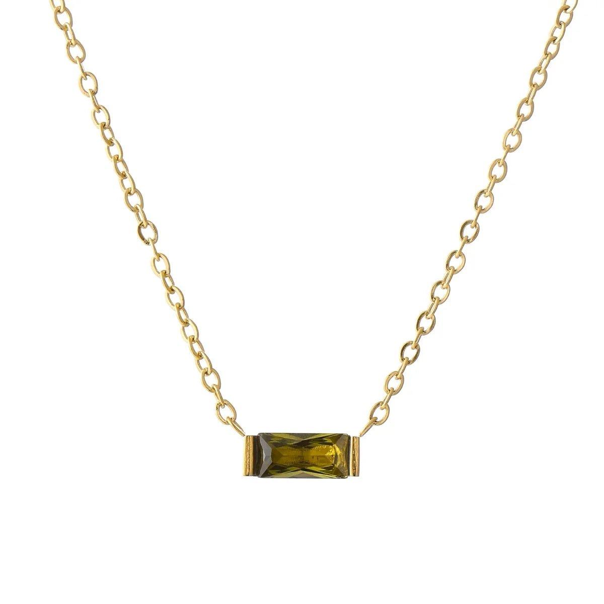Colar de cristal com pedra de nascimento Wulgor, acabamento delicado e brilho vibrante, ideal para uso diário e presentear.