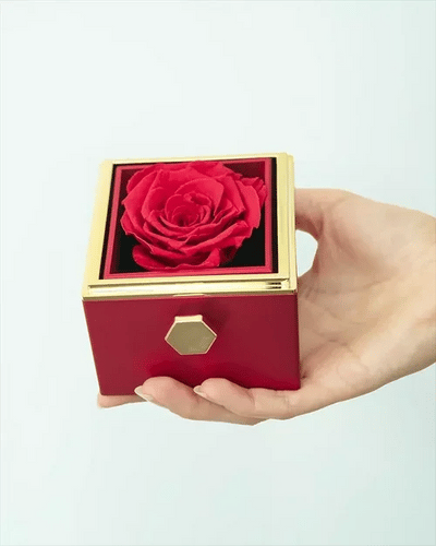 Caixa Presente Rosa Eterna Rotativa