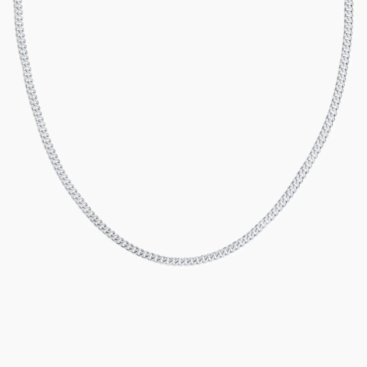 Corrente Cuban Link de 3mm da Wulgor, colar masculino de aço inoxidável com elos grossos e acabamento brilhante.