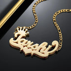 Colar Figaro Personalizado com Nome, Coroa e Coração - Wulgor
