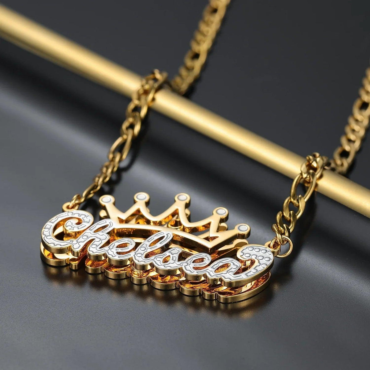 Colar Figaro Personalizado com Nome e Coroa - Wulgor