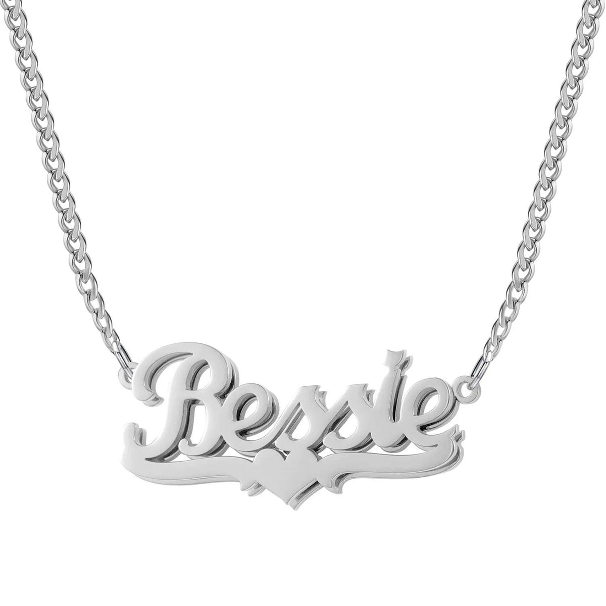 Colar Personalizado com Nome e Coração, Cuban Duplo - Wulgor