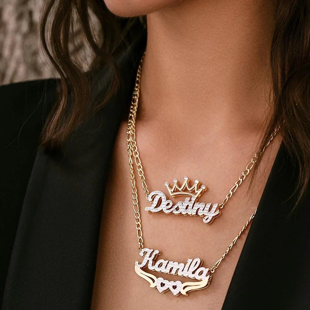 Colar Figaro Personalizado com Nome e Coração - Wulgor