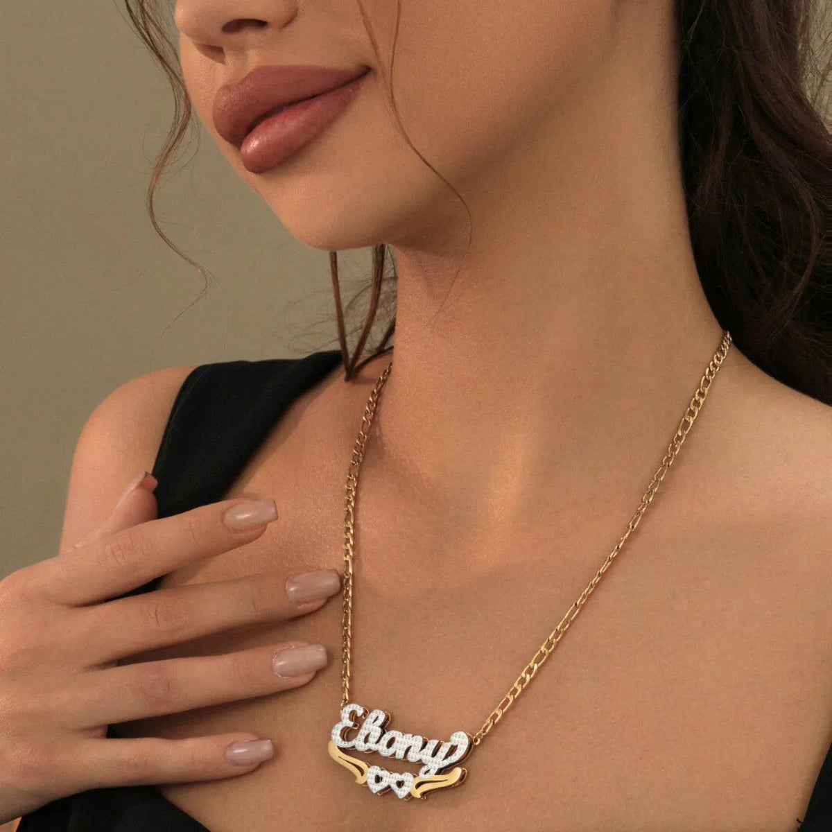 Colar Figaro Personalizado com Nome e Coração - Wulgor