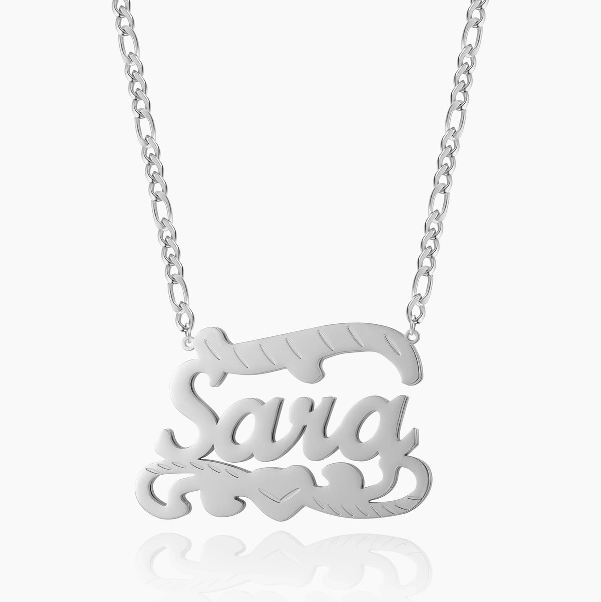 Colar Figaro Personalizado com Nome e Coração - Wulgor
