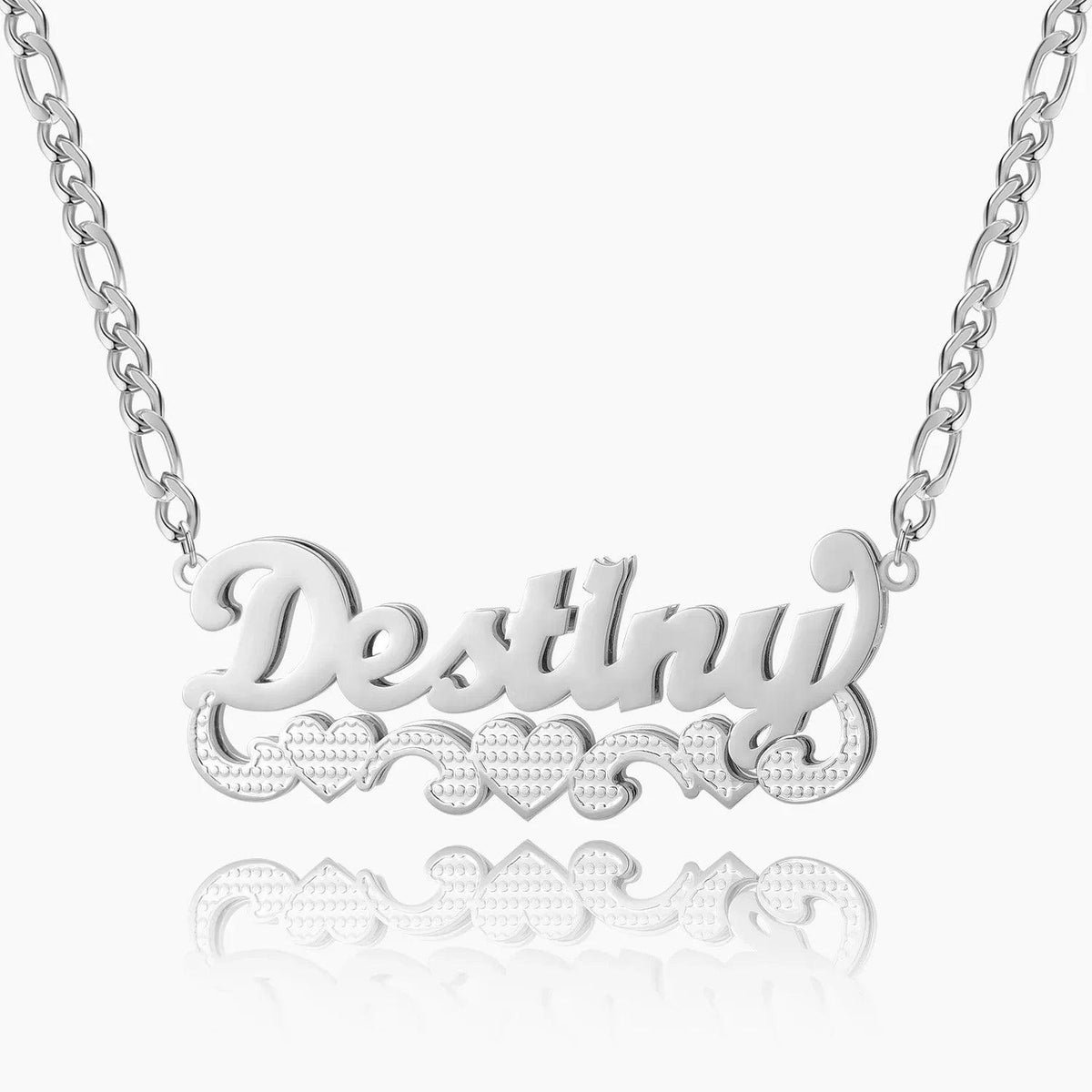 Colar Cuban Personalizado com Nome e Três Corações - Wulgor