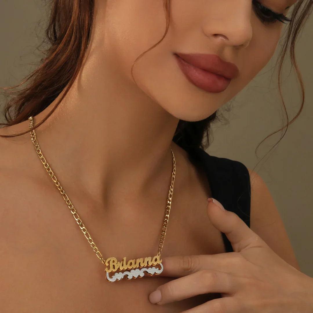 Colar Cuban Personalizado com Nome e Três Corações - Wulgor