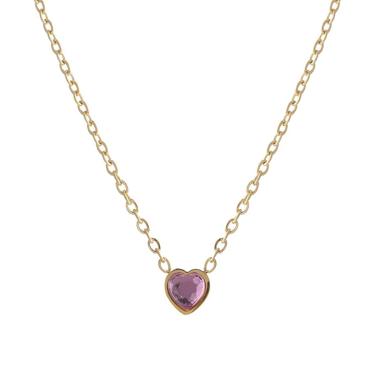 Colar de coração com pedra de nascimento da marca Wulgor, com pingente de coração e pedra brilhante.