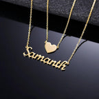 Colar Personalizado com Nome e Coração em Camadas - Wulgor