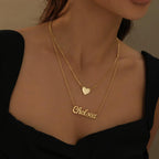 Colar Personalizado com Nome e Coração em Camadas - Wulgor