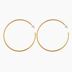 Brincos de argola da marca Wulgor, estilo clássico, feitos de metal dourado, exibidos em close-up com fundo neutro.