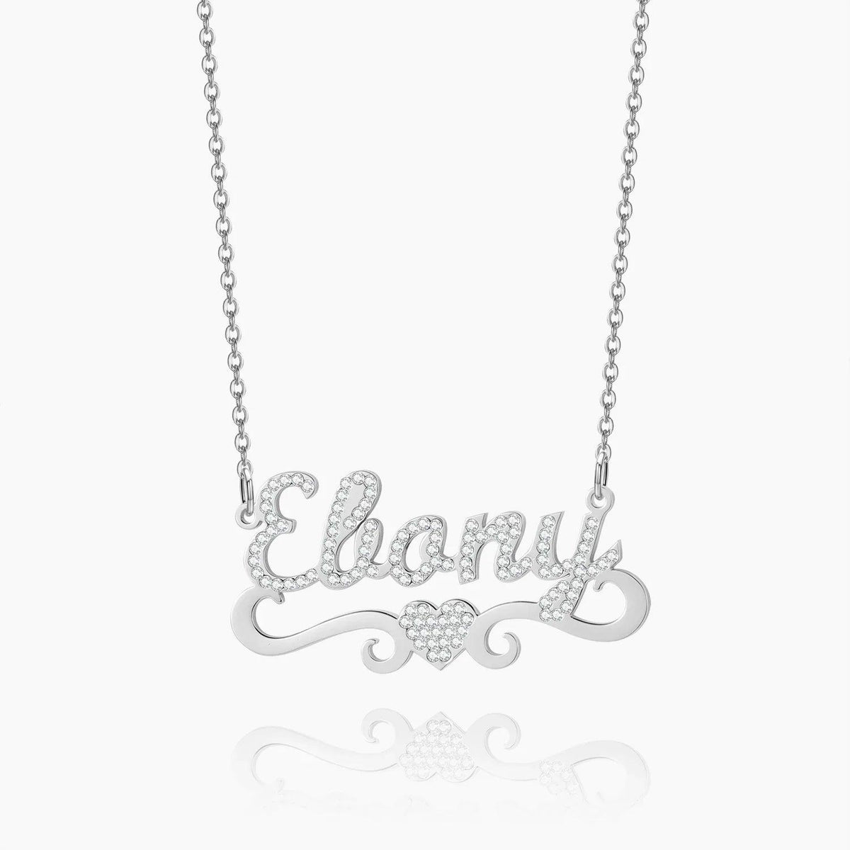 Colar Personalizado com Nome e Coração Cravejado - Wulgor