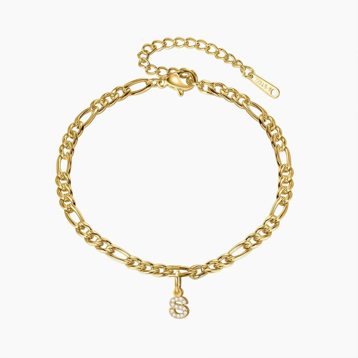 Pulseira de Tornozelo Figaro com Inicial Cravejada - Wulgor