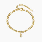 Pulseira de Tornozelo Figaro com Inicial Cravejada - Wulgor