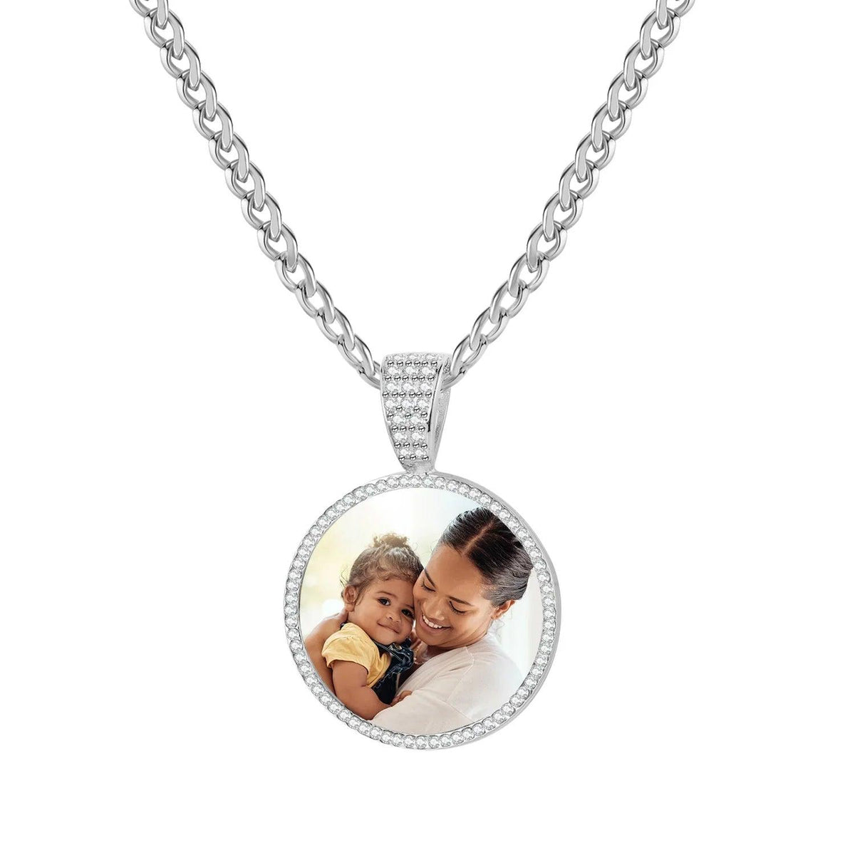 Colar de prata com pingente de foto congelada e corrente cubana da marca Wulgor, com detalhes brilhantes e acabamento elegante.