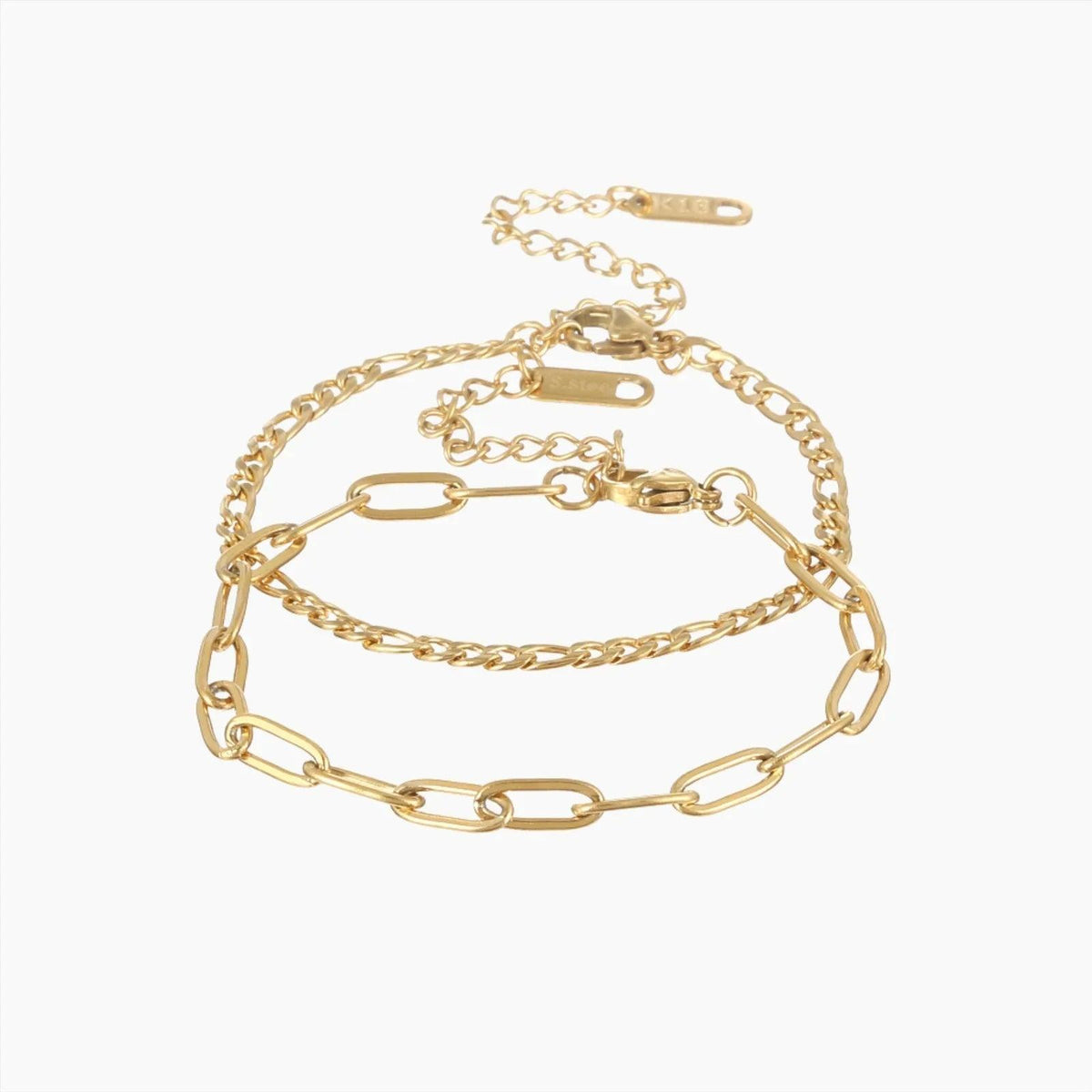 Conjunto de Pulseiras Paperclip e Figaro - Wulgor