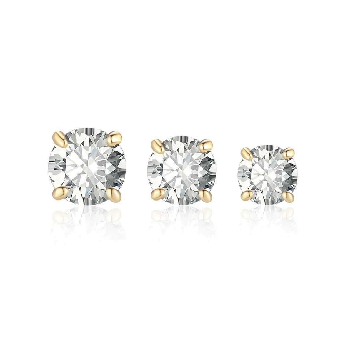 Brincos de Espiga Moissanite Corte Redondo - Wulgor