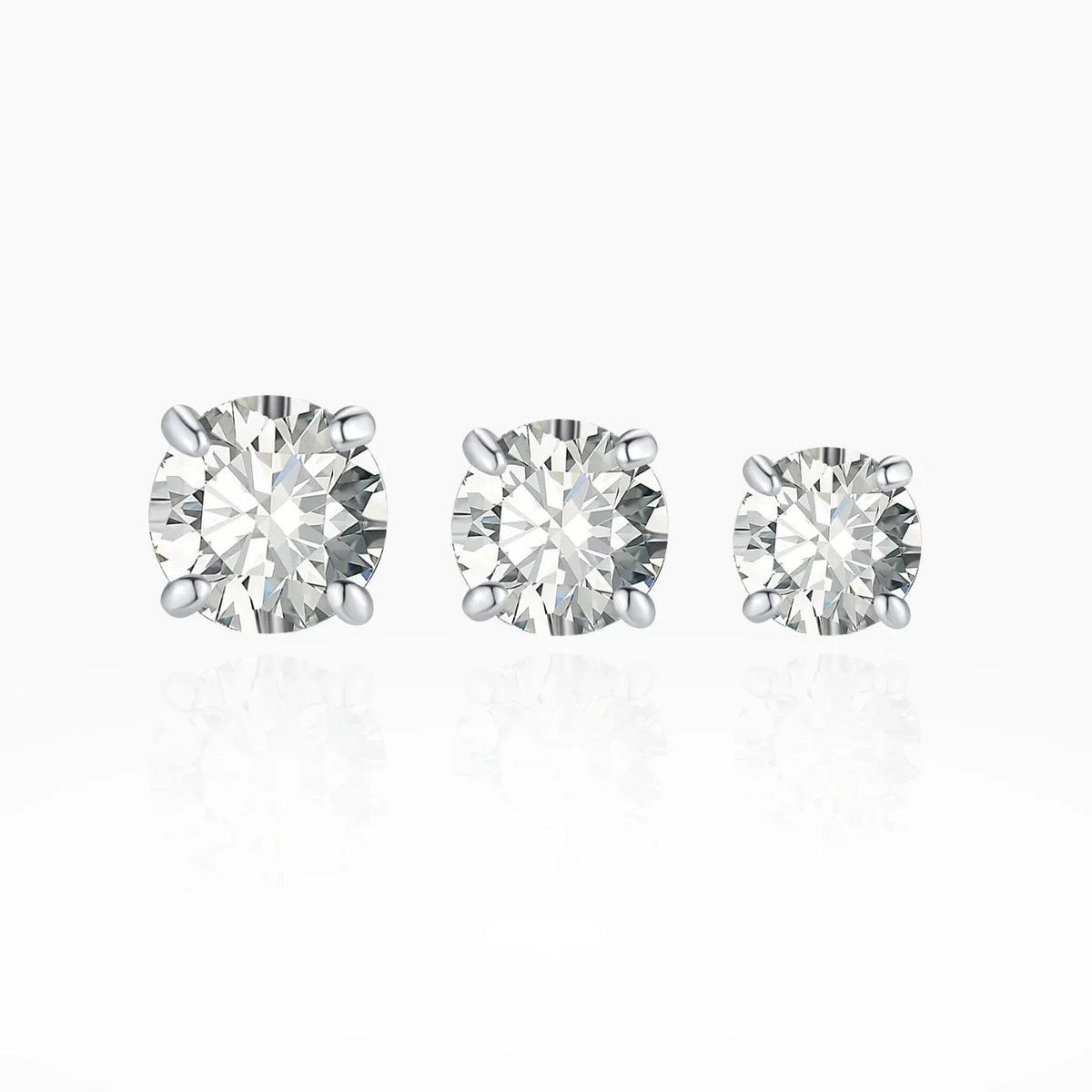 Brincos de Espiga Moissanite Corte Redondo - Wulgor
