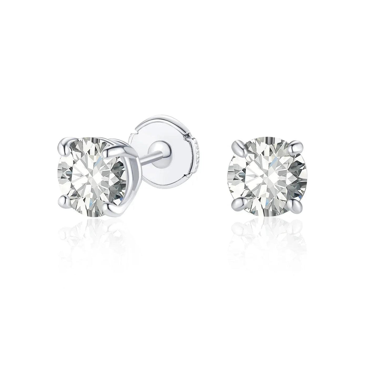 Brincos de Espiga Moissanite Corte Redondo - Wulgor
